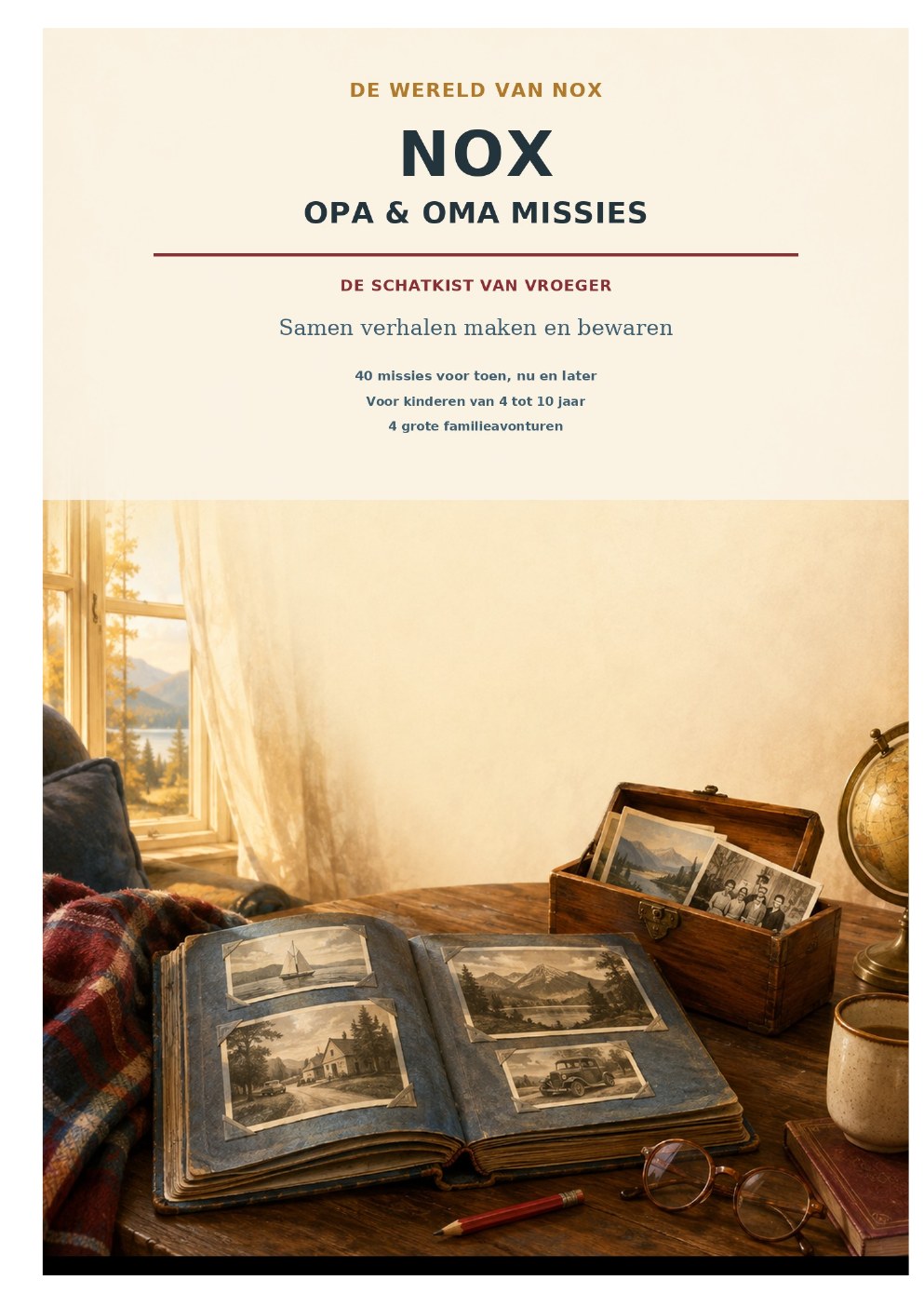 Voorbeeldpagina 1 uit NOX Opa & Oma Missies – De Schatkist van Vroeger